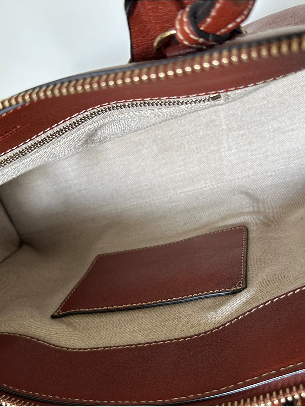 CHLOE Edith Classic Cognac Brown Leather Satchel Handbag Removable Strap - Picture 14 of 15